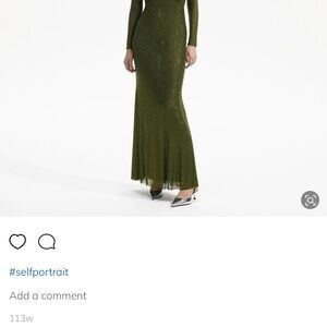 Self-Portrait Olive Green Maxi Dress